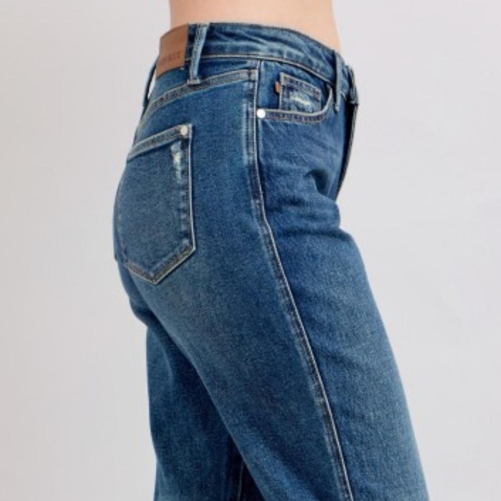 Judy Blue Rigid Magic High-Rise Tummy Jeans Straight Leg Relaxed Fit Denim Pants - Picture 7 of 14